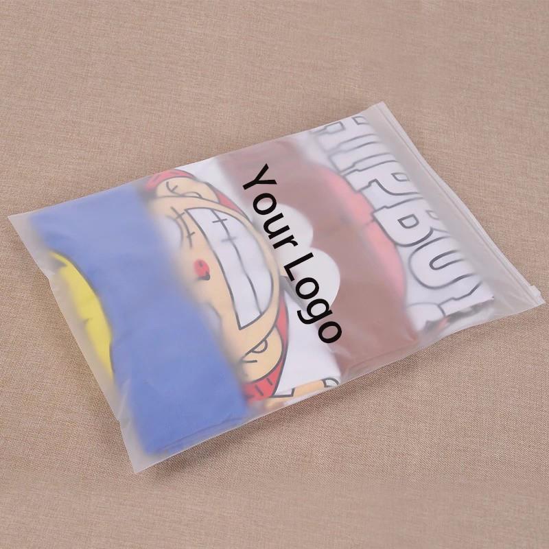 Custom Logo Size Frosted Plastic Zipper Packing Bag