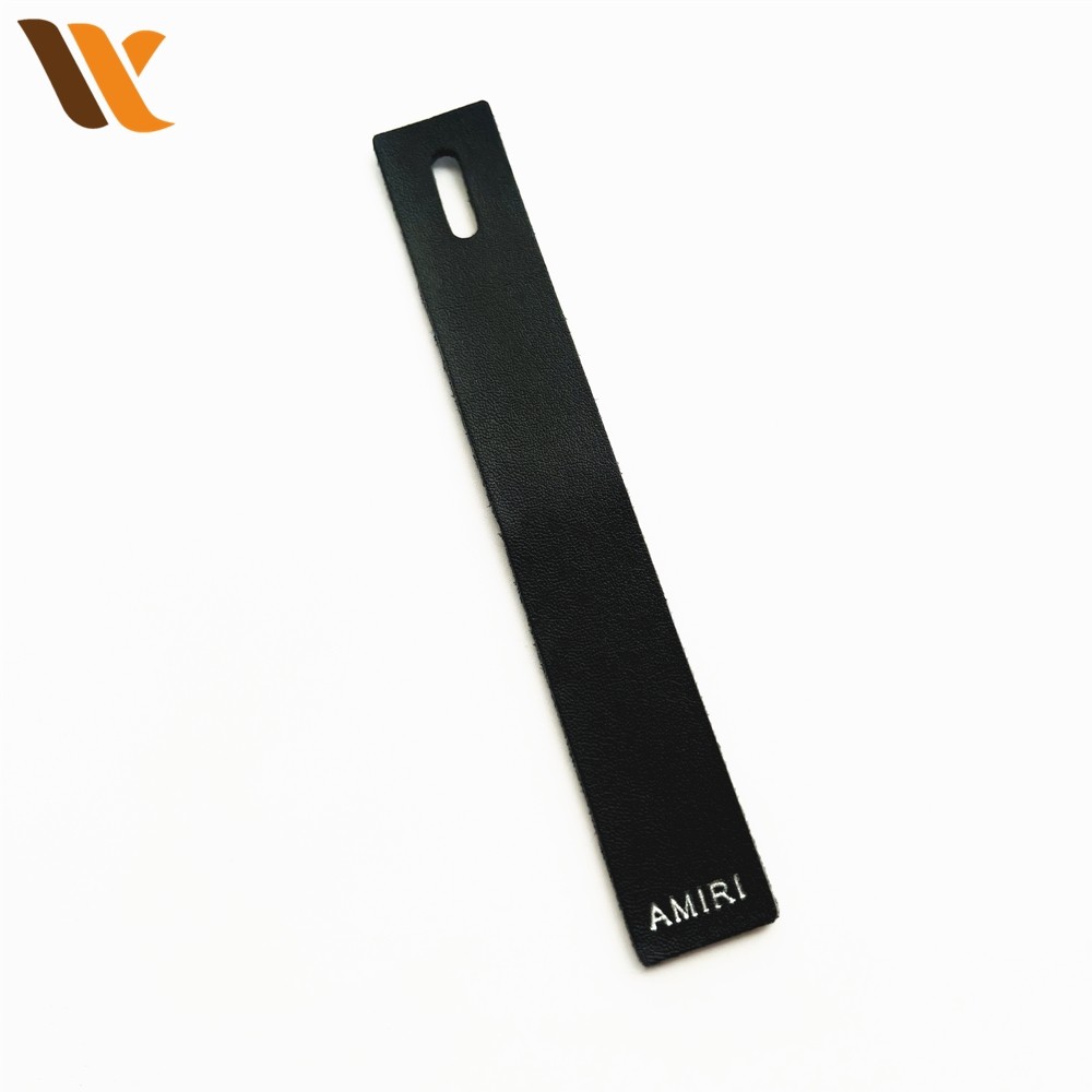 Custom Cutout Long Black Leather Labels