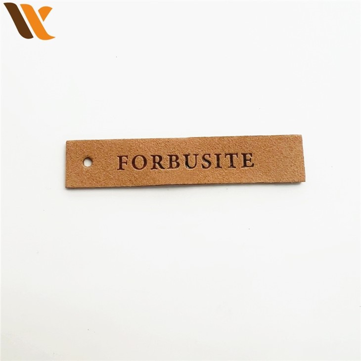Custom Single Hole Brown Suede Leather Label